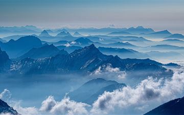 mountains sea clouds 5k MacBook Air wallpaper