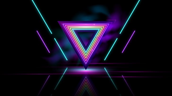 neon triangle abstract 8k Mac Wallpaper