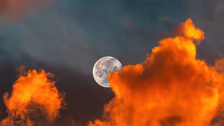 moon covered in clouds 5k Mac Wallpaper