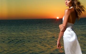 Ana Beatriz Barros in White Dress at the Sunset All Mac wallpaper