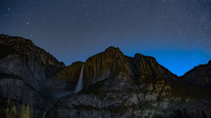rocks glow mountains sky full of stars 5k Mac Wallpaper