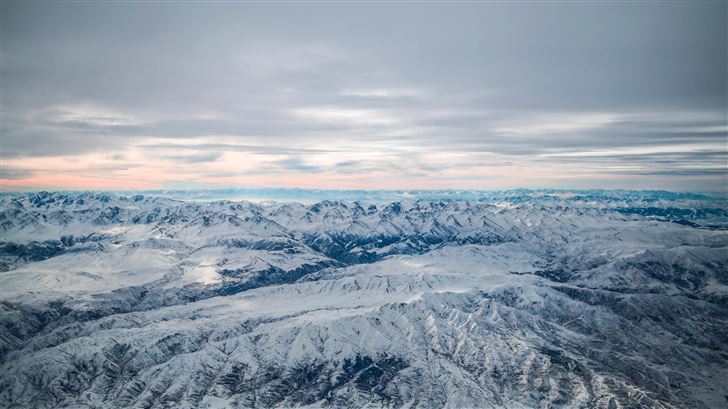 ice covered mountains aerial photography 5k Mac Wallpaper