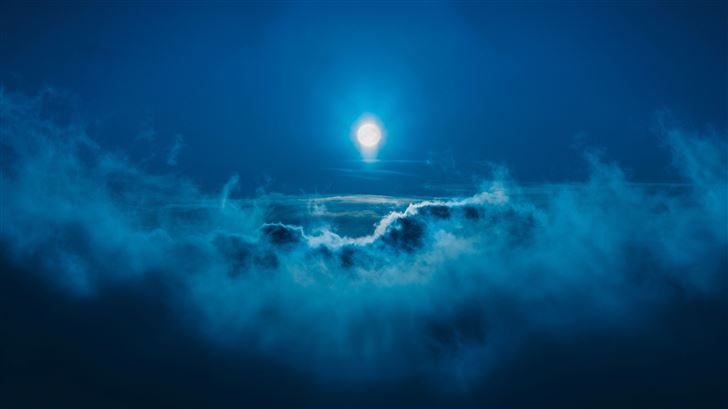 moon night landscape clouds 5k Mac Wallpaper