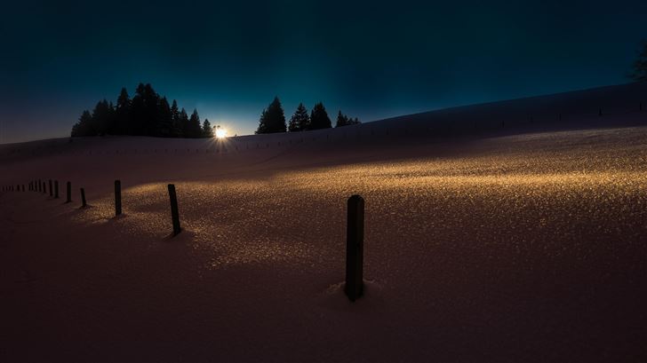 darkness winter snow backlit 5k Mac Wallpaper