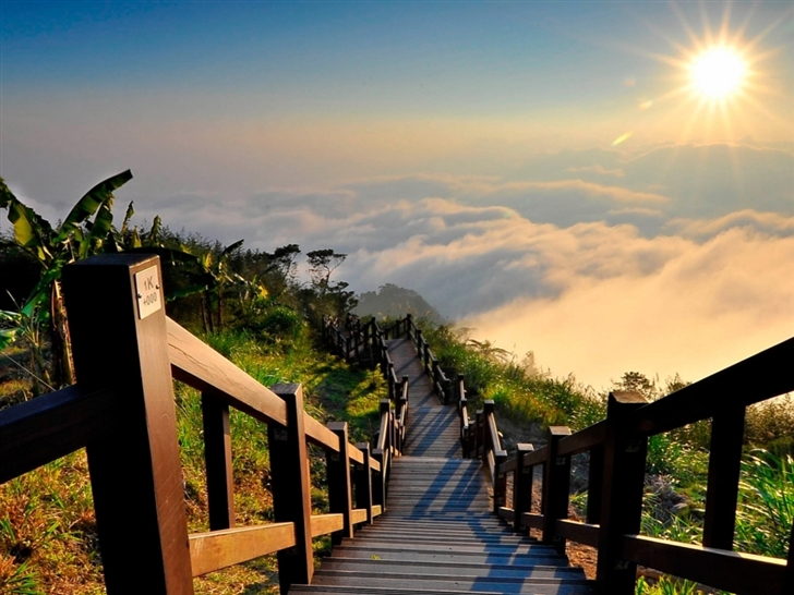 Stairs Clouds Sun Shines Brightly Mac Wallpaper