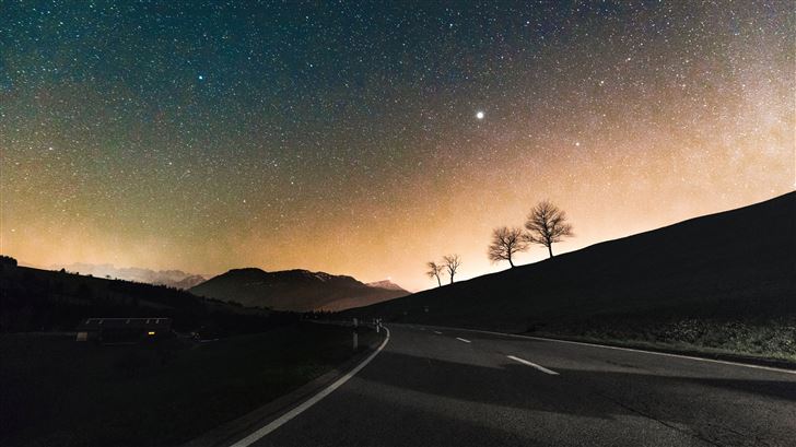 sky full of stars road 8k Mac Wallpaper