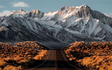 beautiful snowy mountains road MacBook Air wallpaper