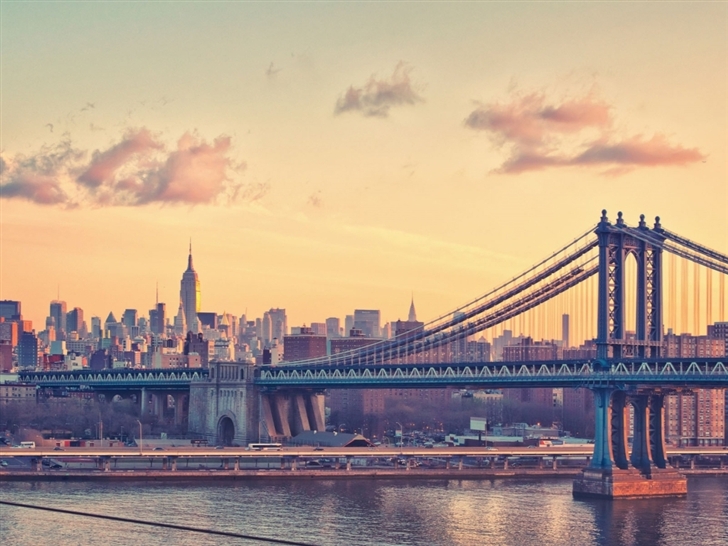 Manhattan Bridge at Dusk New York United States Mac Wallpaper