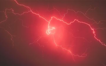 lightning storm red sky 5k All Mac wallpaper