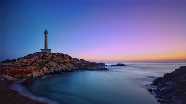 lighthouse rocks sea ocean 5k Mac Wallpaper
