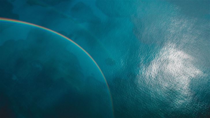 blue sea rainbow reflection 5k Mac Wallpaper
