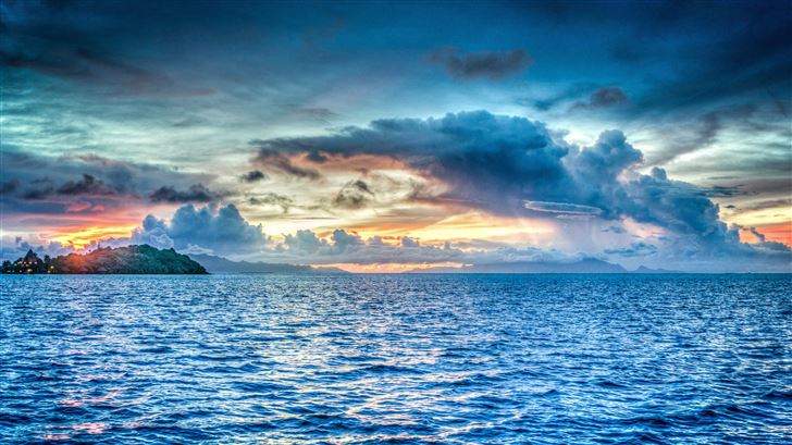 bora bora french polynesia sunset ocean pacific Mac Wallpaper