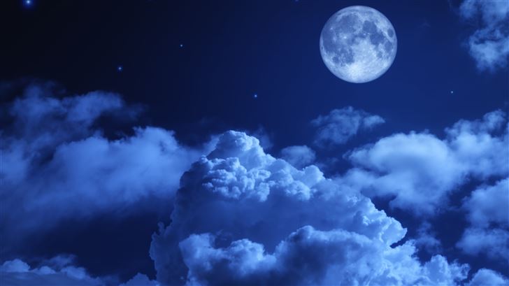 moon night sky clouds 5k Mac Wallpaper