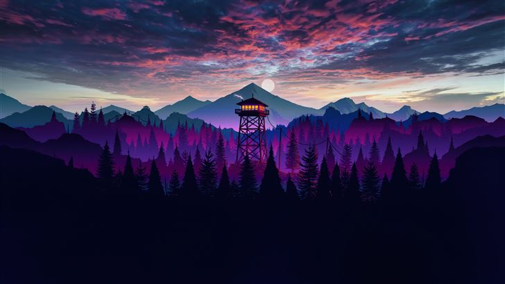 firewatch landscape purple sky Mac Wallpaper