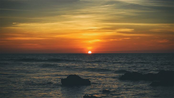 beach sunset sea sunrise 5k Mac Wallpaper