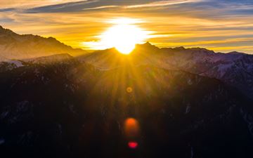 cool view of mountains durning sunrise iMac wallpaper
