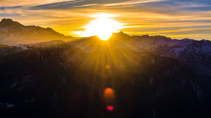 cool view of mountains durning sunrise Mac Wallpaper