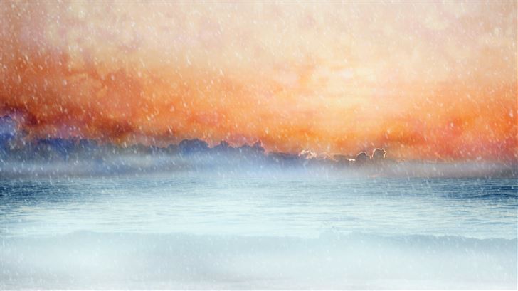earth scenic clouds sea sky horizon 5k Mac Wallpaper