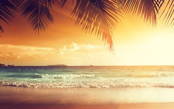 landscape beach tropical sun MacBook Air wallpaper