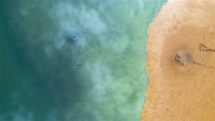 waves sea shore foresight view 5k Mac Wallpaper