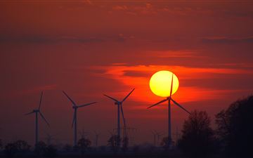 wind turbines evening sunlight energy sunset iMac wallpaper