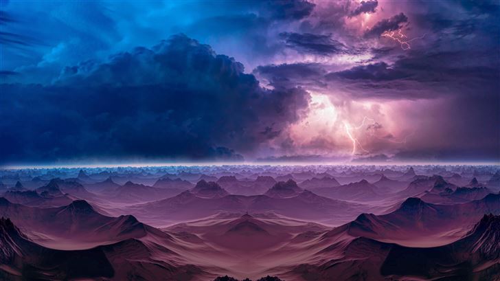 lightning mountains storm manipulation 5k Mac Wallpaper