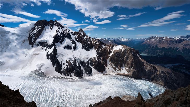 argentina mountains sky patagonia clouds snow 5k Mac Wallpaper