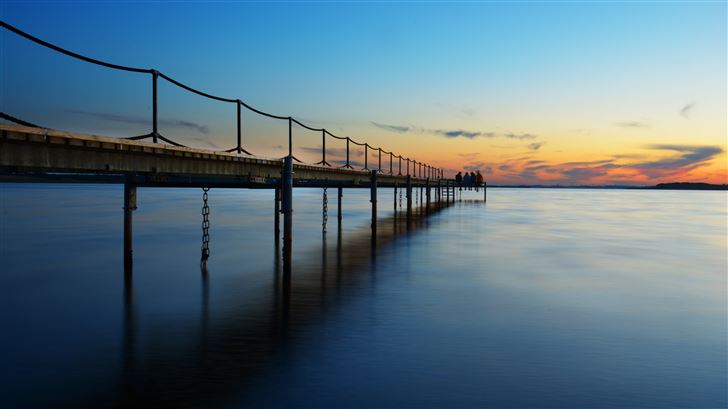 coast sea sunset pier 5k Mac Wallpaper