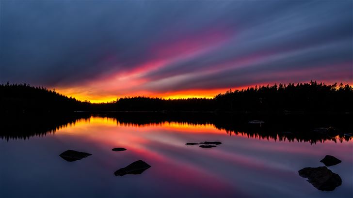lake dusk light 5k Mac Wallpaper