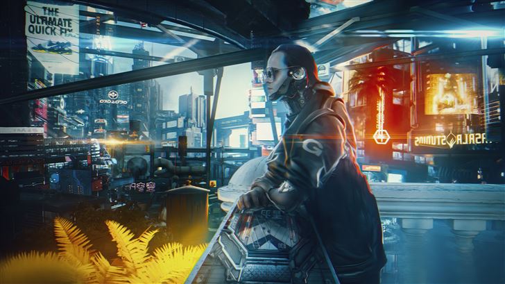 cyberpunk 2077 city life scifi Mac Wallpaper