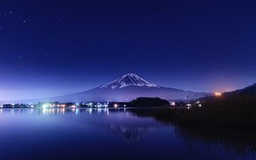 lake kawaguchi at night MacBook Air wallpaper