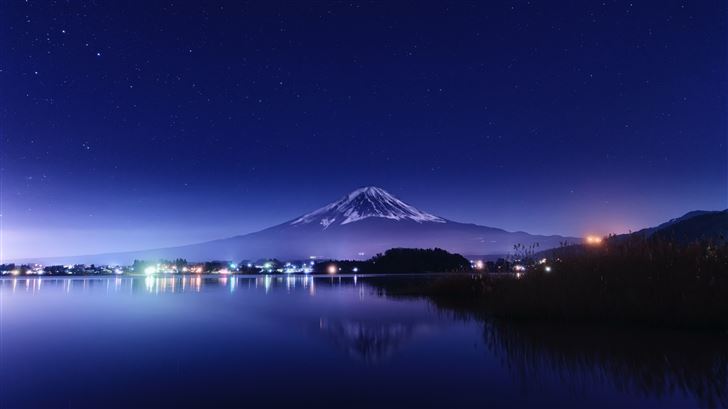 lake kawaguchi at night Mac Wallpaper