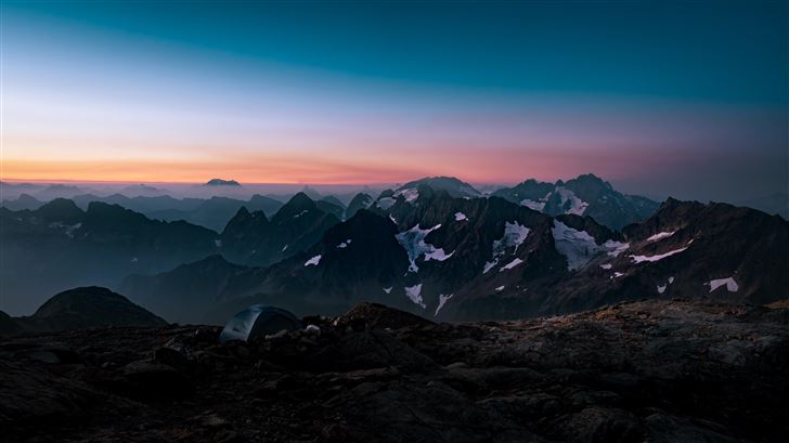 mountain range at sunset 5k Mac Wallpaper