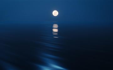 moon rising over the ocean at night All Mac wallpaper