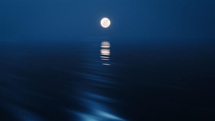 moon rising over the ocean at night Mac Wallpaper