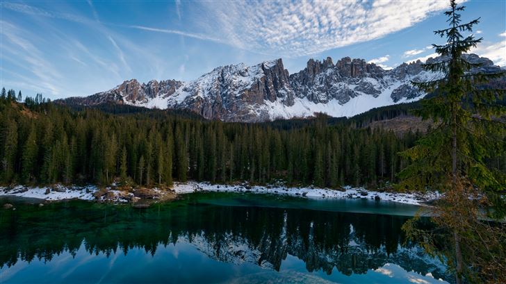 italy mountains lake carezza alps 5k Mac Wallpaper