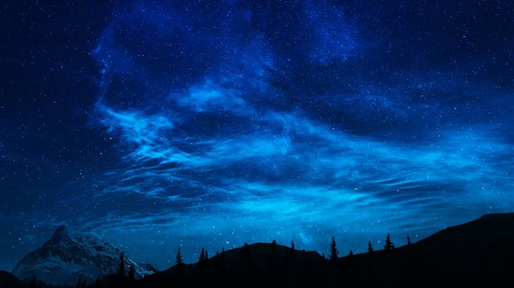 summer night sky full of stars over mountain lands Mac Wallpaper