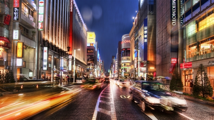 Tokyo Street At Night Hdr Mac Wallpaper
