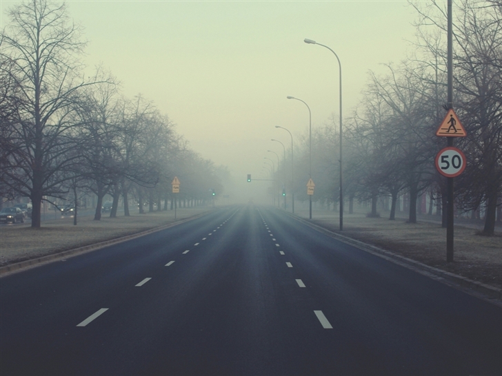 Misty road Mac Wallpaper