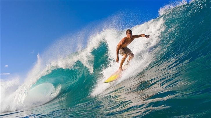 Surfer Riding A Wave Mac Wallpaper