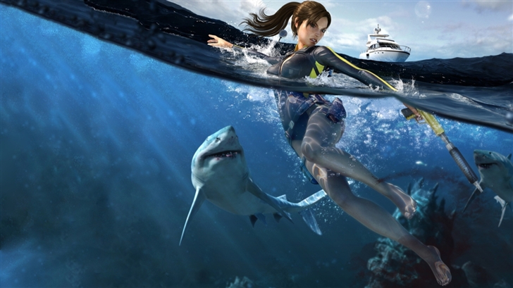 Shark and girl Mac Wallpaper