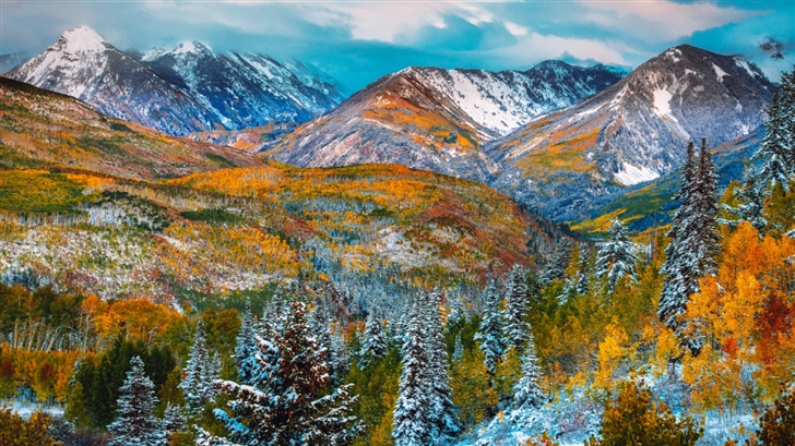 Snow mountain of autumn Mac Wallpaper