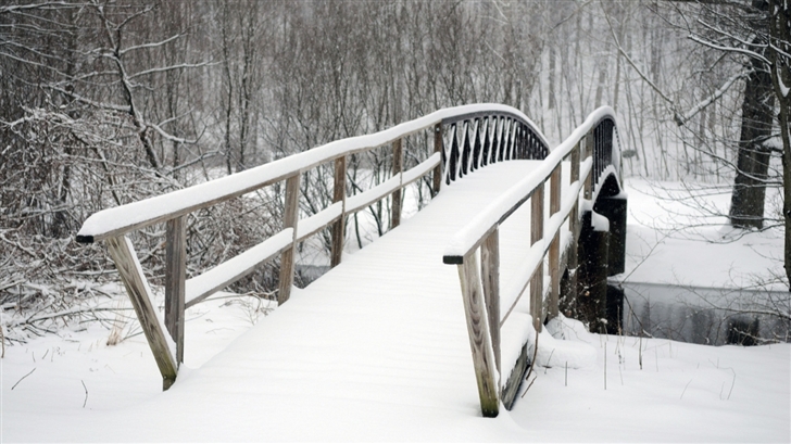 Bridge Covered In Snow Mac Wallpaper
