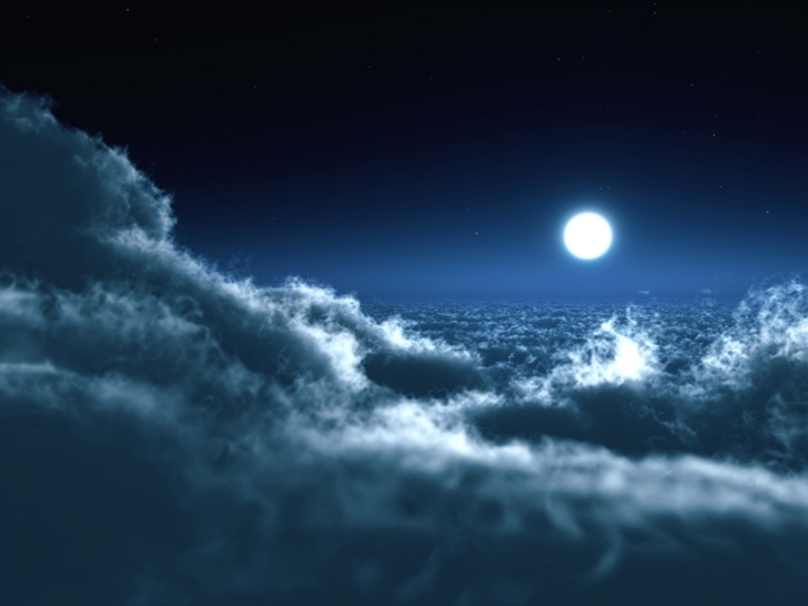 Moon Over Clouds Mac Wallpaper