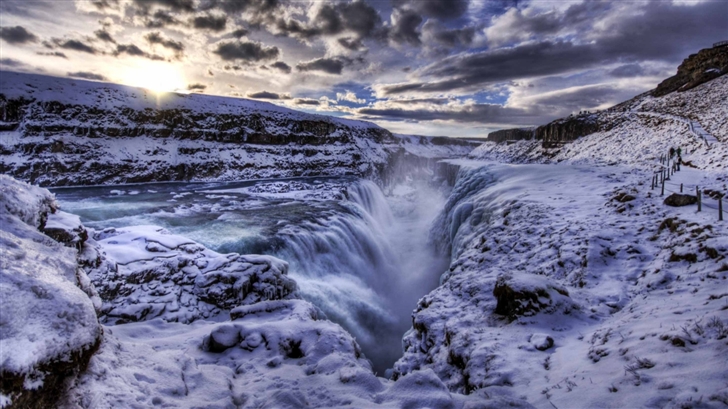 Waterfall Rift Iceland Mac Wallpaper