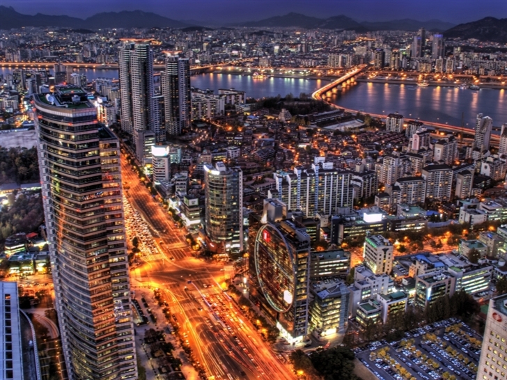 Seoul At Night South Korea Mac Wallpaper