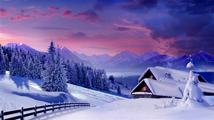 Houses Under Snow  Mac Wallpaper