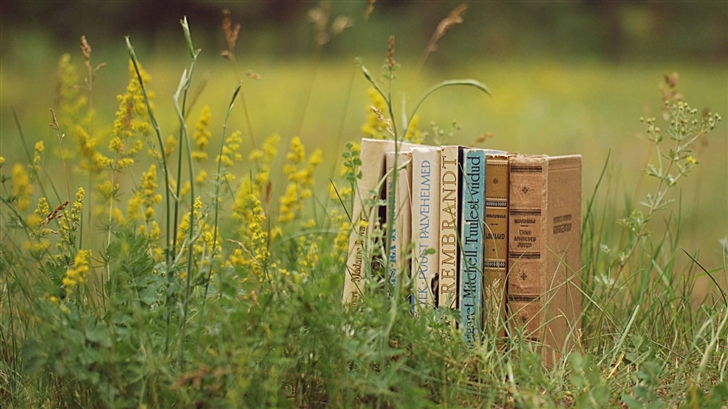 Old Books Outdoors Mac Wallpaper