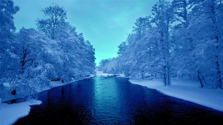 Cold Blue Winter River Mac Wallpaper
