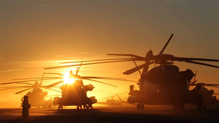 Helicopters At Sunset Mac Wallpaper